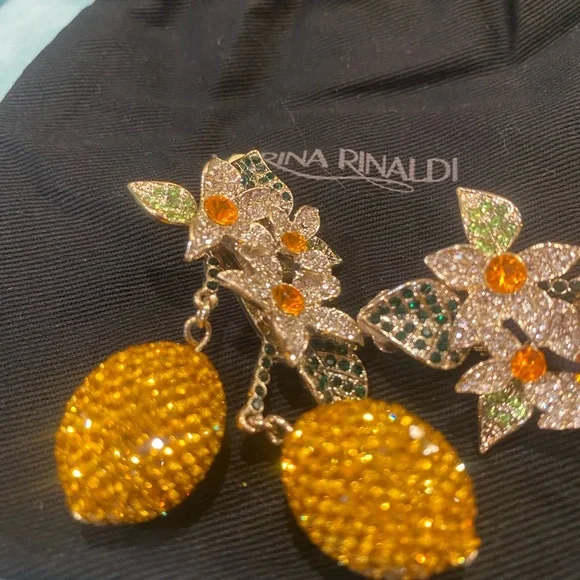DIVINE 🍋 Marina Rinaldi Crystal Limonaia Earrings Lemons 🍋 - Picture 3 of 15
